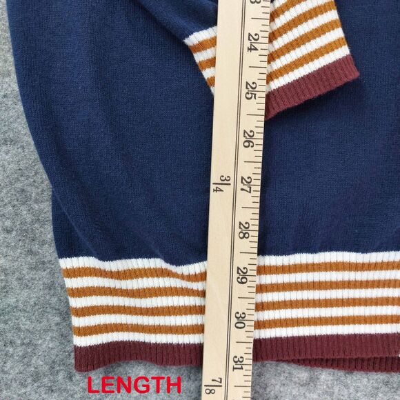 ZARA MAN Varsity Letter Cardigan Large Navy Blue Burgundy Colorblock Sweater - Picture 5 of 10
